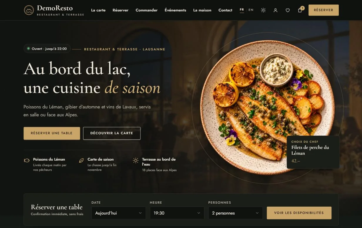 Le restaurant de démonstration DemoResto sur un ordinateur et un téléphone